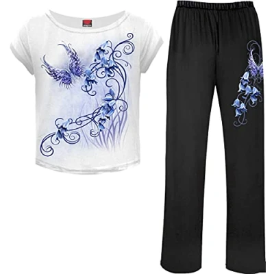 Image of Spiral Bluebell Fairy 4Pc Gothic Pyjama Set L Black