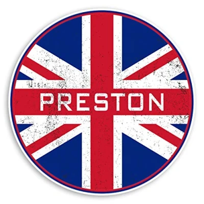 Image of 2 x 10cm Preston England Vinyl Stickers UK Britain Flag Luggage Sticker #30300 (10cm Wide)