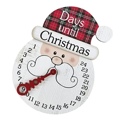 Image of Wedhapy Wooden Christmas Countdown Calendar Hanging Santa Claus 24 Day Xmas Decorations