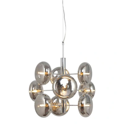 Image of Näve Explosion hanging light 9 bulb, chrome/smoke gray