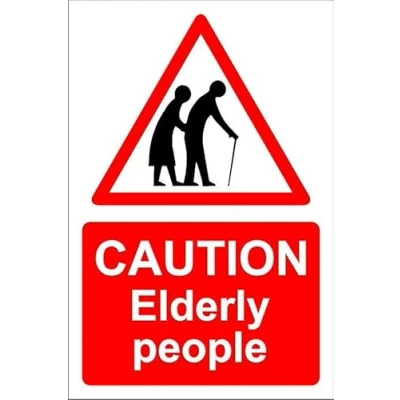 Image of Caution, elderly people 1mm flexible Plastic sign (200mm x 150mm)