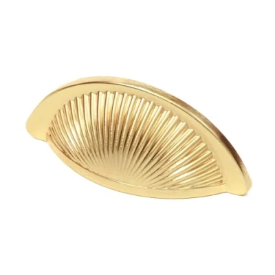 Image of Decoranddecor Arro Half Moon Shaker Cup Handles Cabinet Pulls Zinc 64mm Hole Centre (Brushed Gold)
