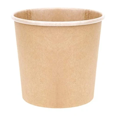 Image of Fiesta Green Compostable Soup Containers 740 ml/26 oz (Pack of 500), Kraft Brown, PLA Lining Hot or Porridge Takeaway BS EN13432 Rated, Lids (FB557) Sold Separately, FB166