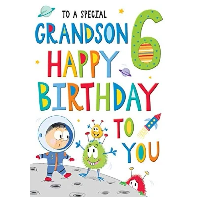 Image of Regal Publishing Juvenile Birthday Card Age 6 Grandson 9 x inches, C80578,White