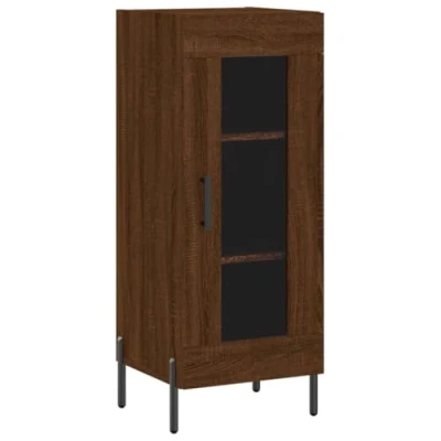Image of vidaXL Modern Sideboard in Brown Oak Engineered Wood and Metal with Ample Storage Space, 34.5x34x90 cm for Living room, Bedroom