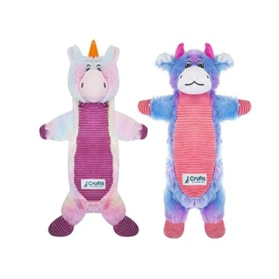 Image of Assorted Crufts Large Squeaky Crinkle Toy For Dogs 1 Pack, Plush Designs &amp; Stimulates Interactive Play, Breeds