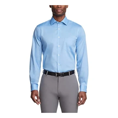 Image of Van Heusen Men&#039;s Dress Shirt Regular Fit Flex Collar Stretch Solid Tuxedo, Blue Frost, 38 cm Hals 86 89 Ärmel