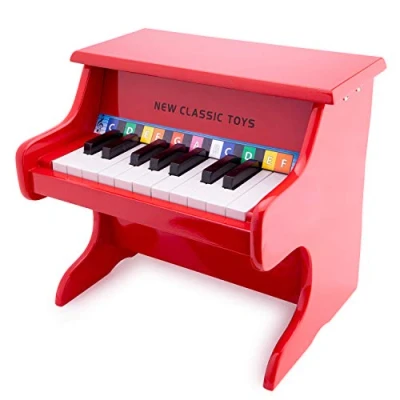Image of New Classic Toys 10155 Wooden Book for Toddlers 3 Boys and Girls Baby Gifts, Kids Musical Instruments Childrens Three Year Old, Red, Piano