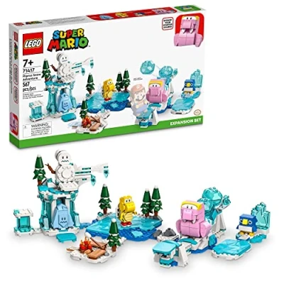 Image of LEGO Super Mario Fliprus Snow Adventure Expansion Set 71417, Toy for Kids to Combine with Starter Course, Freezie and Baby Penguin Figures, Fans of Bros, Peach,red