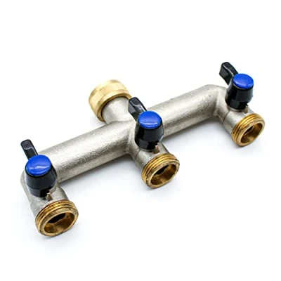 Image of DOJA Barcelona Garden Tap Triple Derivation Hose 3/4 Brass Water 2 Way Adapter Double Exterior Faucet Connector for 3 outputs
