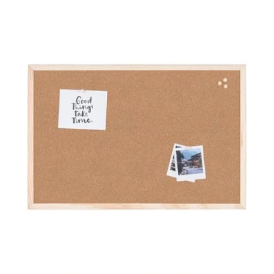 Image of Bi Office Basic Cork Board, Pine Wood Frame, 90 x 60 cm, brown