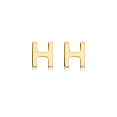 Image of Carissima Gold Women&#039;s 9ct Yellow 4mm x 5mm &#039;H&#039; Initial Stud Earrings