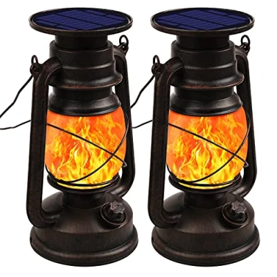 Image of Shinmax Solar Lanterns Light Lights Outdoor Garden Hanging IP65 Waterproof Vintage Powered Lantern Auto On Off LED Lamp for Garden, Patio Porch, Yard, Camping, Garag