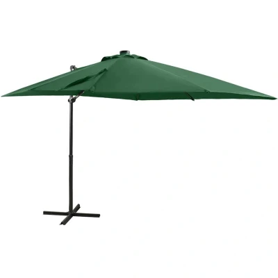 Image of vidaXL Cantilever Garden Parasol with Pole and LED Lights Green 250 cm