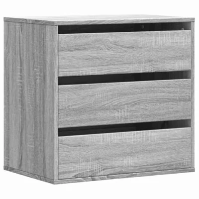 Image of vidaXL 3 Drawer Corner Chest of Drawers Grey Sonoma Engineered Wood, 60x41x58 cm Perfect for Living Room, Bedroom, Office