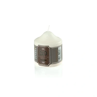 Image of Pillar Candles 50 Hours Long Burning Large Candle 7cm x 7.5cm Dripless, Smokeless, Unscented Church Ideal for Weddings, Spa and Parties (Pack of 1)