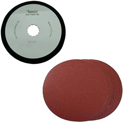 Image of 21 x SabreCut SCK21SK115 115mm Sanding Pad and Sheets Kit Compatible with Fein SuperCut Festool Vecturo (Non StarLock) Oscillating Multitool Multi Tool Accessories