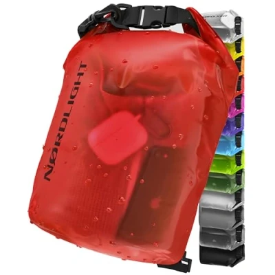 Image of Nordlight Dry Bag and Waterproof (20L, Red) Packing with Roll Top Closure Shoulder Strap Swimming, Beach, Canoeing, Stand Up Paddling, Diving