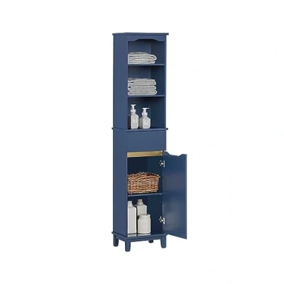 Image of SoBuy BZR112 B, Navy Blue Bathroom Tall Cabinet Cupboard Storage Cabinet, W35 x D30 H170cm