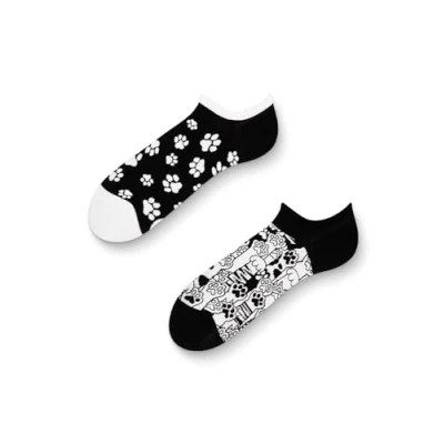 Image of Dedoles Unisex Socks for Women, Men &amp; Kids Cotton Funny Designs Football Bicycle Horses Plants Firefighter Gift Mismatched, Design: Cat Paws, Colour: Black, Size: 5 7.5 W / 6 8 M UK