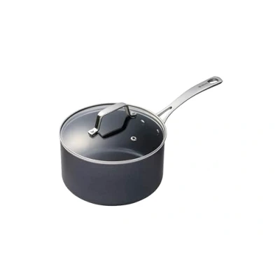 Image of Kyocera Ceramic Saucepan with Non Stick Coating, 20 cm, PFAS/PTFE Free, Stainless Steel Handle, Suitable for All Hob Types, Includes Glass Lid