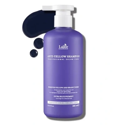 Image of LA&#039;DOR Anti Yellow Shampoo 300 ml Dark Purple Pigment Neuatralisation Dye Bleached and Dyed Hair Hydrolyzed Protein Moisture Support Damaged Treatment Conditioner