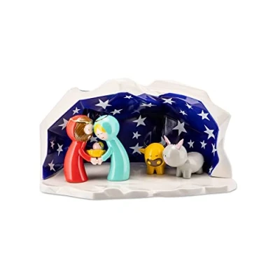 Image of Alessi Hand Decorated Design Nativity Scene with Holy Family Figurines, porcelain, White, Set of 5