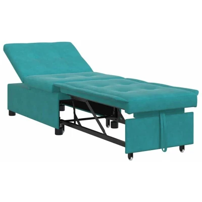 Image of vidaXL Sofa Bed 3 in 1 Pull Out Design Turquoise Velvet