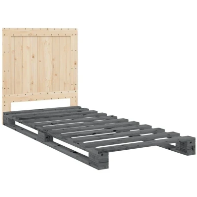 Image of vidaXL Bed Frame without Mattress Grey 90x200 cm Solid Wood Pine