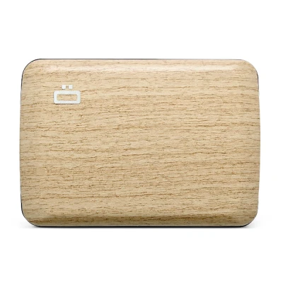 Image of ÖGON Aluminium Wallet Smart case V2 Metal Lock Water Resistant Card Holder RFID Protection Up to 10 Cards, Receipts and Bills Bamboo