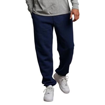 Image of Russell Athletic Men&#039;s Dri Power Closed Bottom Fleece Sweatpants with Pockets, Navy, Small