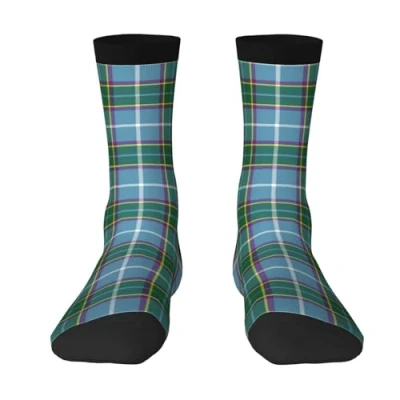 Image of BeNtli Crew Socks, Compression Socks Casual Novelty Sports 40CM Long For Unisex Isle Man Laxey Manx District Tartan