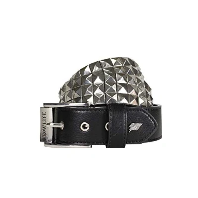 Image of Lowlife Vegan Triple S Studded Faux Leather Belt in Black and Silver