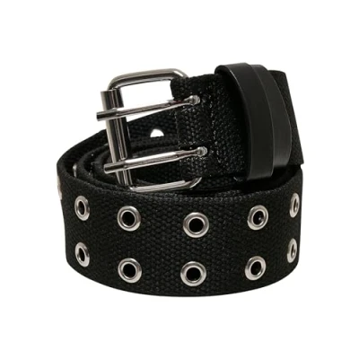 Image of Urban Classics Polyester Eyelet Belt, Black/Silver, Small Medium