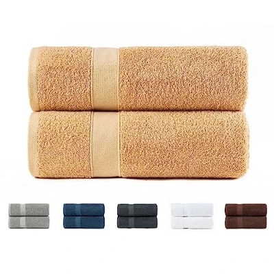 Image of Todocama Set of 2 Large Bath Towels, 100% Cotton 550 gsm Extra Soft, Highly Absorbent and Quick Drying, 100 x 150 cm, Beige.