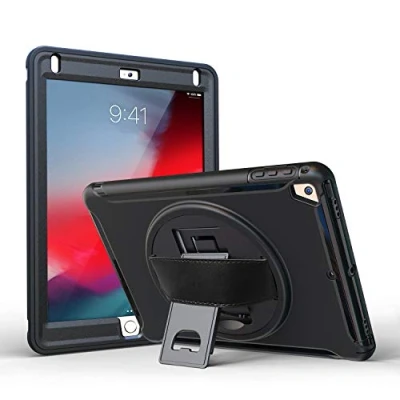 Image of ProCase iPad 9.7 2018 2017 (5th/6th Gen) Cases Shockproof, Air 1 / 2 Pro Protective Heavy Duty Rugged Cover with Hand Strap Kickstand Black