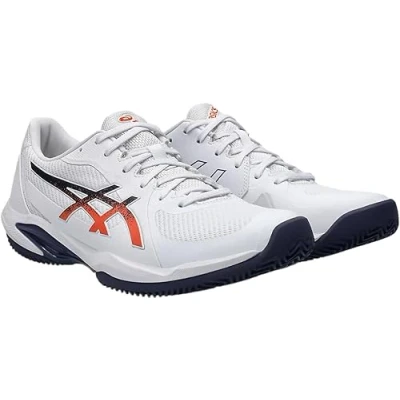 Image of Asics Solution Swift FF 2 Clay court tennis shoes, Men&#039;s, Size: 10.5, White/nova orange shoes