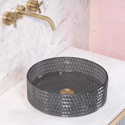 Image of REA U8880 Bathroom Sink Made of Glass Cristal 39 grey U8880, Gray