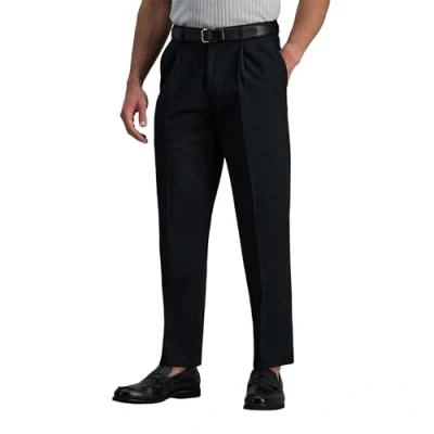 Image of Haggar Men&#039;s Premium No Iron Khaki Classic Fit Pleat Front Casual Pant (Regular and Big &amp; Tall Sizes), Black, 36W x 29L