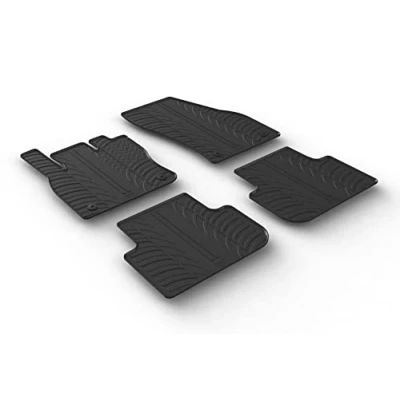 Image of Gledring 0646 Rubber car mats Set Volkswagen Tiguan 4/2016 (T Profile 4 Pieces + mounting Clips), Black