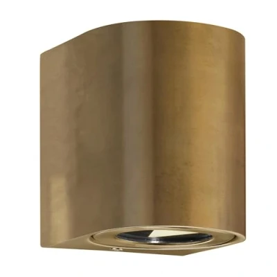 Image of Nordlux Canto 2 Wall Light Fixture in Brass Homeware Living Lighting Décor Outdoor Garden Driveway Doorway Terrace Patio 230V, Class 1 (Earth contact), IP44, LED Module A++ A