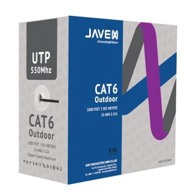 Image of JAVEX Cat6 UTP Outdoor, 550Mhz, 23AWG, CCA Ethernet Bulk Cable, Easy Pull Box, 305m, Black