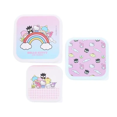 Image of Blueprint Collections Hello Kitty Storage Pots Set of 3 Tubs with Lids Kitchen Small Boxes Kawaii Gifts Stationery