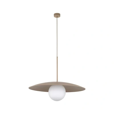 Image of Slate Dome Pendant Ceiling Light Brown, Opal Glass 1xE27