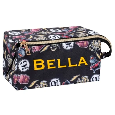 Image of Harry Potter Personalised Hogwarts Large Make Up Bag Custom Toiletry Travel Cosmetic Gift for Girls Black