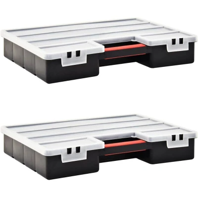 Image of vidaXL Assortment Boxes 2 pcs with Adjustable Dividers 460x325x80 mm Plastic