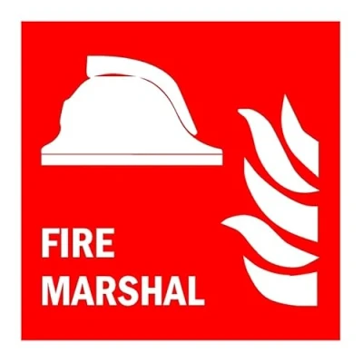 Image of Fire marshal safety sign Self adhesive sticker (200mm x 200mm)