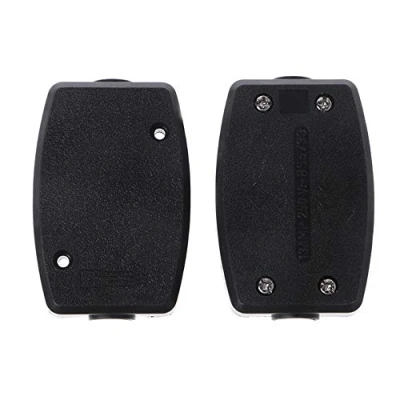 Image of 3 Terminal in Line Connector Box 13A 250V Mains Electric Cable Flex Junction Used Lighting, Power and Automotive Wiring, Black, 2pcs