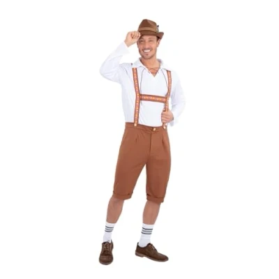 Image of Smiffys Costume &amp; Party Mens Bavarian Man Fancy Dress Lederhosen Oktoberfest German Outfit Stag Do Up Extra Large