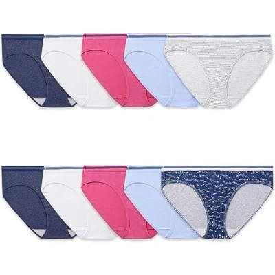 Image of Fruit of the Loom Women&#039;s Heather Low Rise Hipster, 12 Pack Underwear, Assorted,